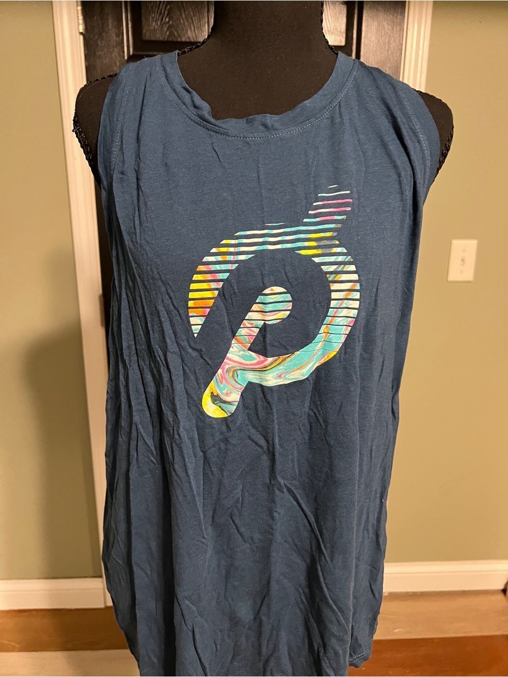 Peloton Black Crewneck Top with White Logo Tag